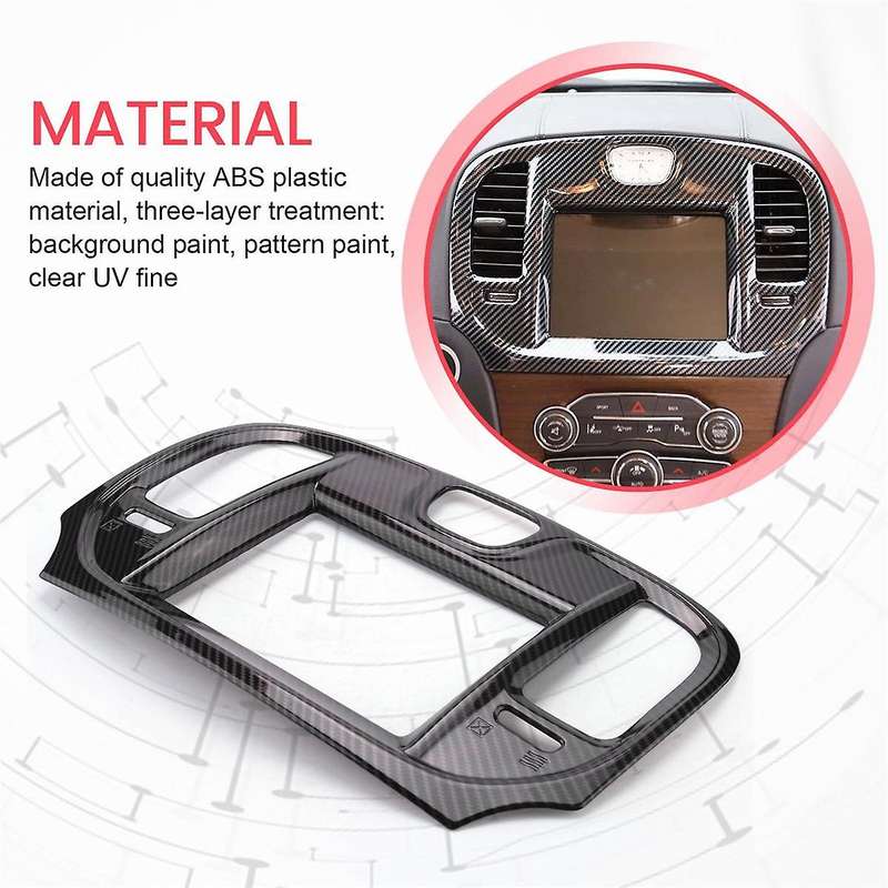 Car Central Control Navigation Screen Trim Interior Accessories for 300/300C 2015-2021 ,ABS Carbon F