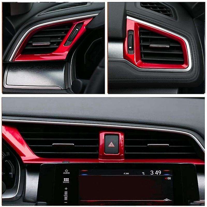 Car Central Control Outlet Decoration Cover Trim Sticker for 10Th Gen 2016-2020 Red
