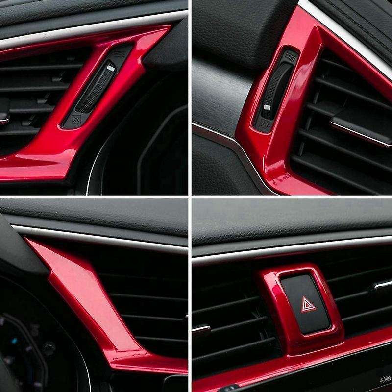 Car Central Control Outlet Decoration Cover Trim Sticker for 10Th Gen 2016-2020 Red