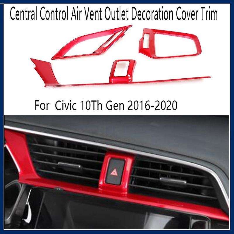 Car Central Control Outlet Decoration Cover Trim Sticker for 10Th Gen 2016-2020 Red