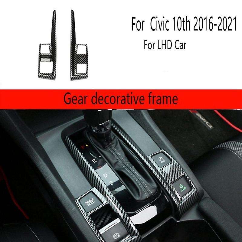 Car Central Control Panel Gear Shift Cover Trim Strips for 10Th 2016-2021 for Left-Hand Drive Carbon
