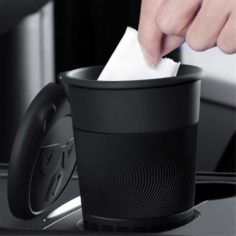 Car Central Control Trash Can Cup for Model 3 2024 Silicone Storage Box Interior Accessories