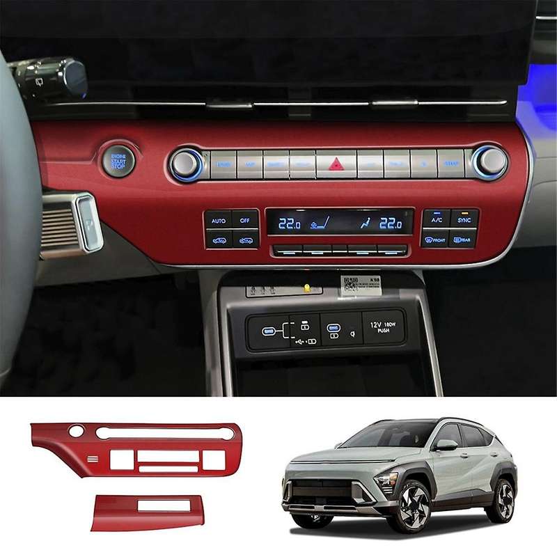 Car Central Control Trim Panel Frame for 2024+ Car Multi-Function Button Trim Panel Red