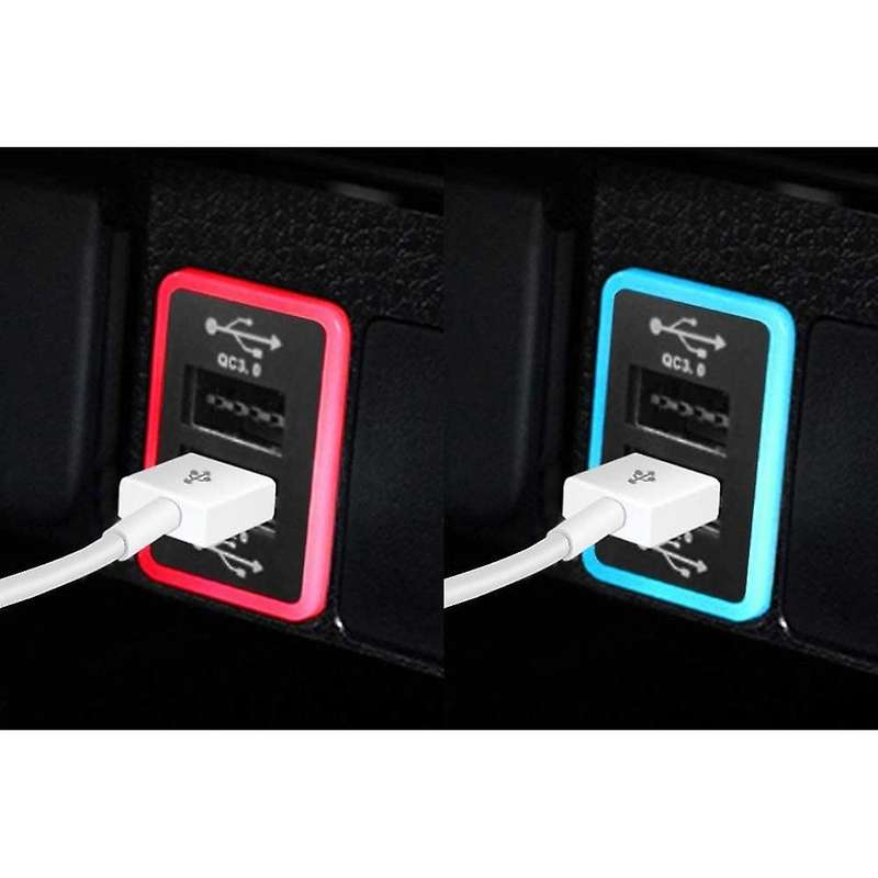 Car Charger with Blue Red LED Light - Qualcomm 3.0 Universal Quick Charger Dual USB Port 6.4A 12-24V