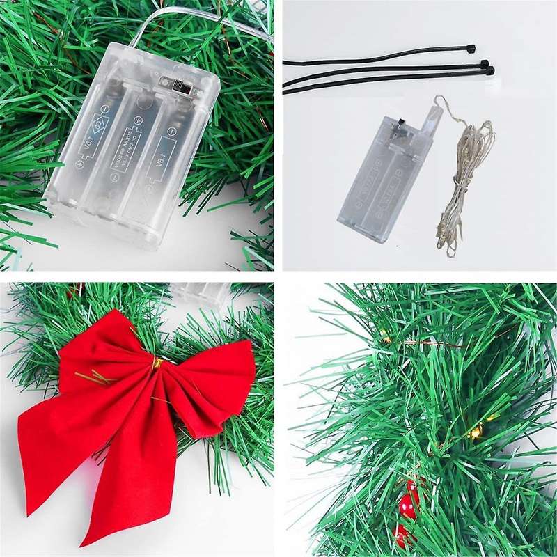 Car Christmas Wreath for Car Truck SUV LED Light Decoration Grill Decoration Car All Weather Winter