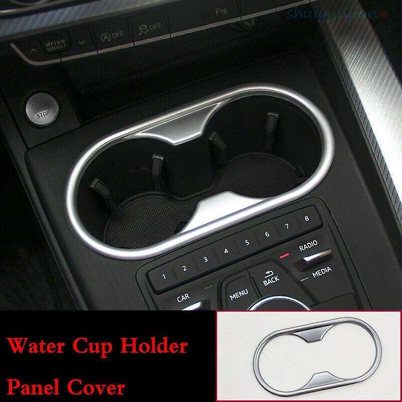Car Chrome ABS Water Cup Holder Panel Cover Trim Frame for -A5 2018-2019 A4 B9 2017-2019