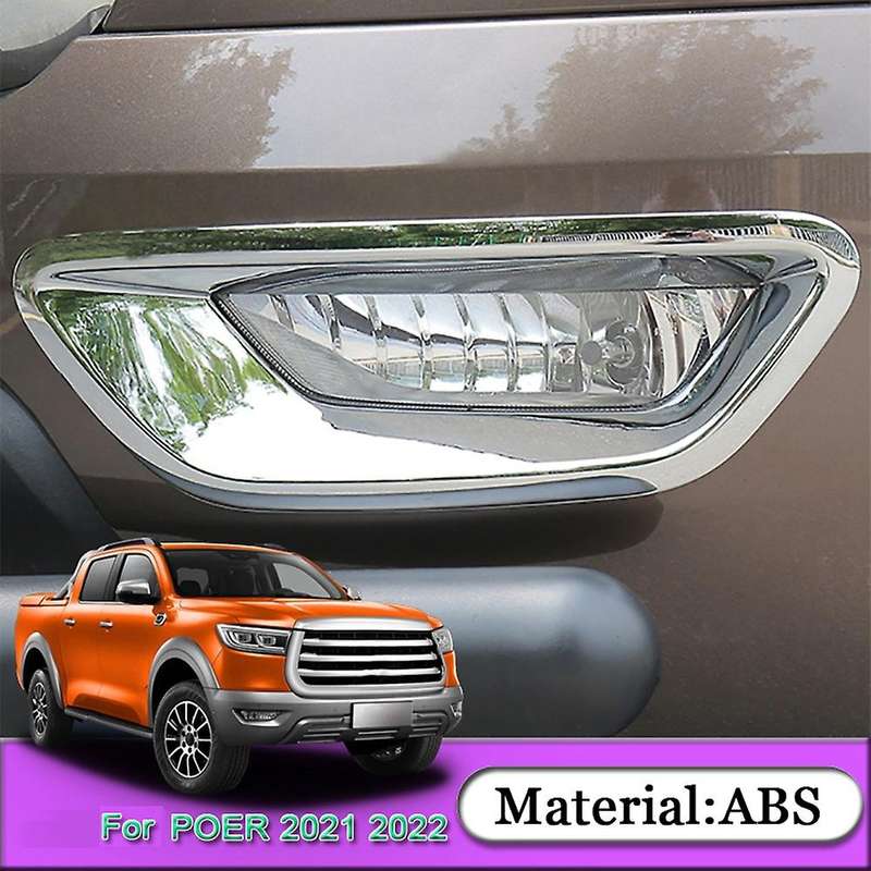 Car Chrome Front Fog Light Cover Frame Sticker Decoration Accessories for Cannon Ute 2021-2022
