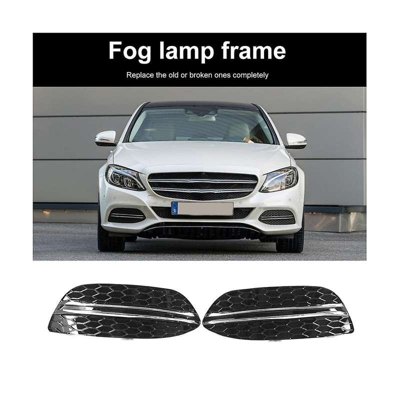 Car Chrome Front Bumper Grille Fog Light Cover Trims for C-class W205 2058851623 2058851523 2058850