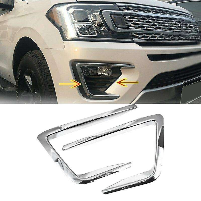Car Chrome Front Fog Light Covers Lamp Trim for Expedition 2018-2019
