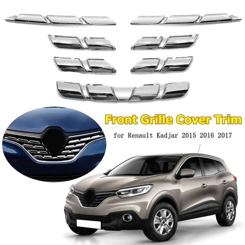 Car Chrome Front Mesh Grille Bumper Cover Trim Strip for Kadjar 2015 2016 2017