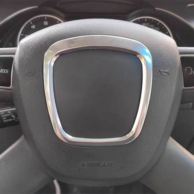 Car Chrome Steering Wheel Trim Cover Emblem Badge Frame Sequin Centering Sticker for  A3 A4 B6 B7 B8