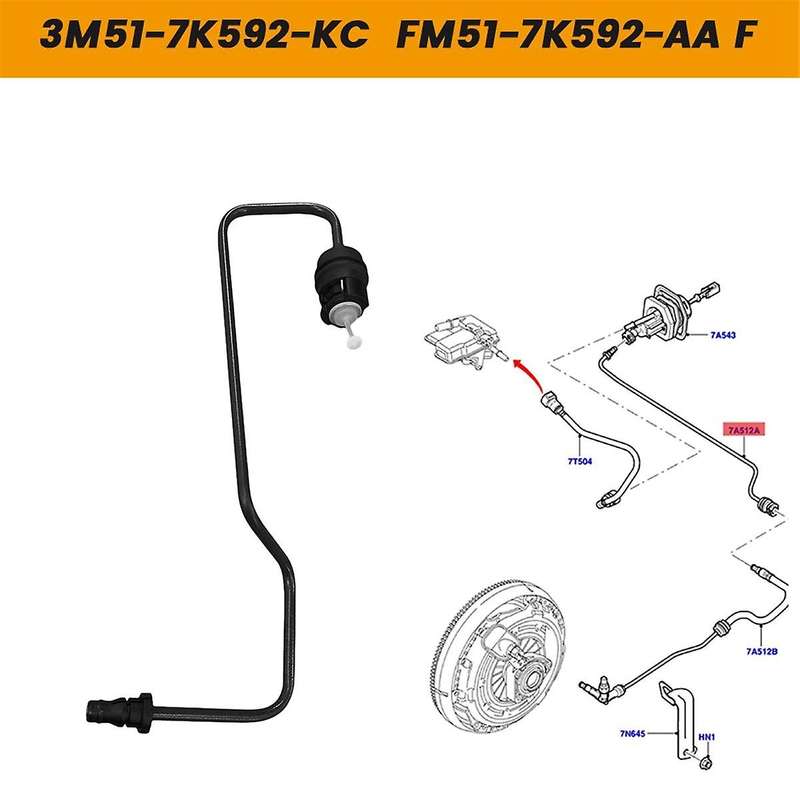 Car Clutch Master Cylinder Oil Pipe 3M51-7K592- for Focus MK3 2012-2015 FM51-7K592-AA CV6Z-7A512B