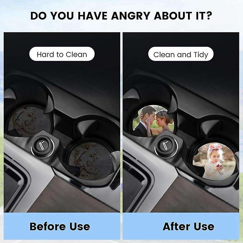 Car Coasters, Car Cup Holder Coasters with Finger Notches Keep Vehicles Safe From Cold Drink Sweat,