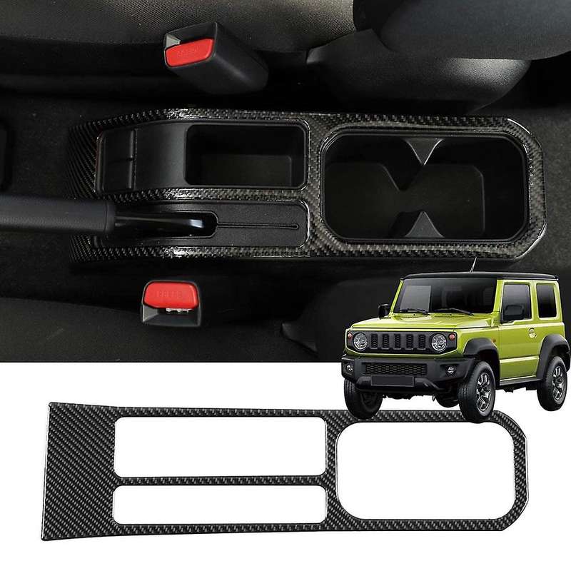 Car Console Handbrake & Water Cup Holder Trim Cover Sticker Decor for Jimny 2019 2020 Carbon Fiber