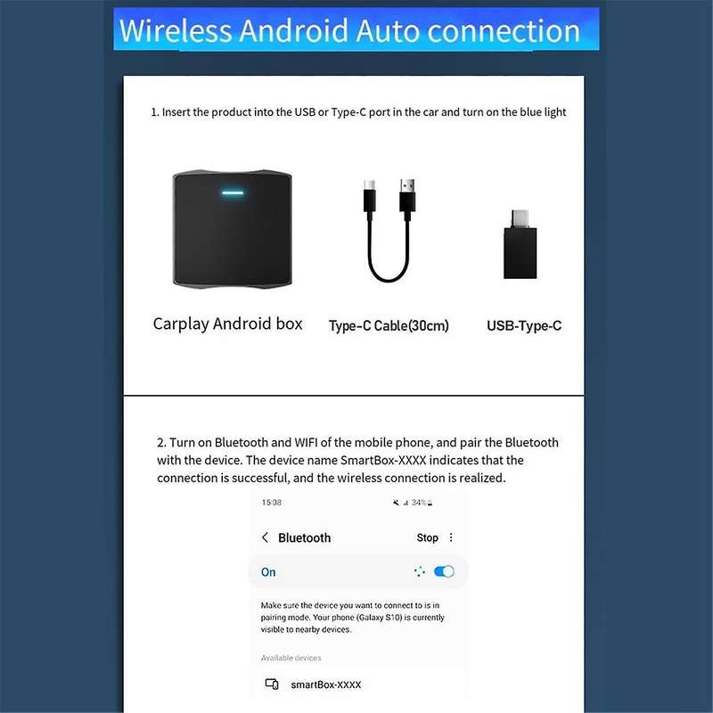 Car Conversion Adapter for Carplay Adapter Car Wired to Wireless Convert Smart Box Interconnect Adap