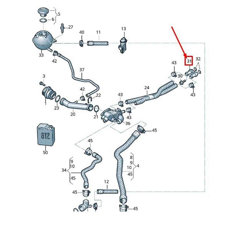 Car Coolant Pipe 6Q0-121-065N for 2006-2023 A1 2010-2018 Radiator Internal Adapter 6Q0121065N