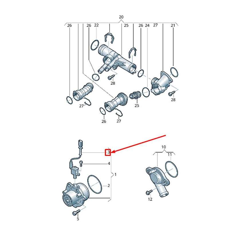 Car Coolant Water Pump Solenoid Valve 04L907284 for A1 A3 A5 A6 Golf 2011-2017