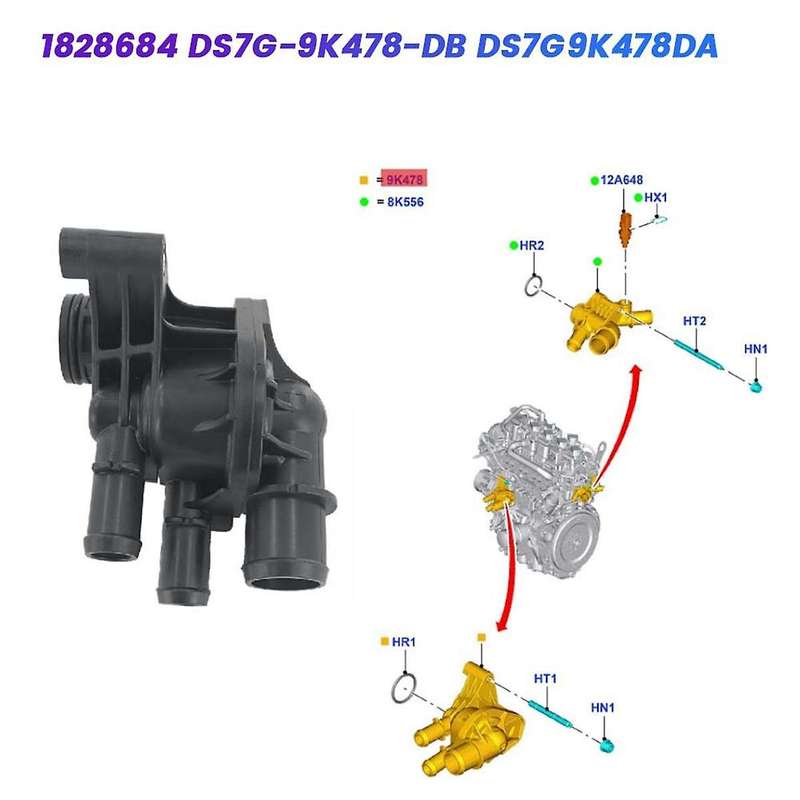 Car Coolant Thermostat Housing 1828684 DS7G-9K478-DB for Focus Mondeo C-MAX 1.5 2015-2019 DS7G9K478D
