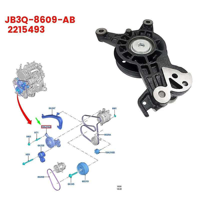 Car Coupling Bearing Roller Bracket JB3Q-8609-AB 2215493 for Everest T6 MK1 Tension Pulley Kit
