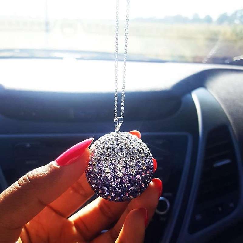 Car Crystal Ball Car Rearview Mirror Pendant Car Decoration Accessories Car Accessories,Purple