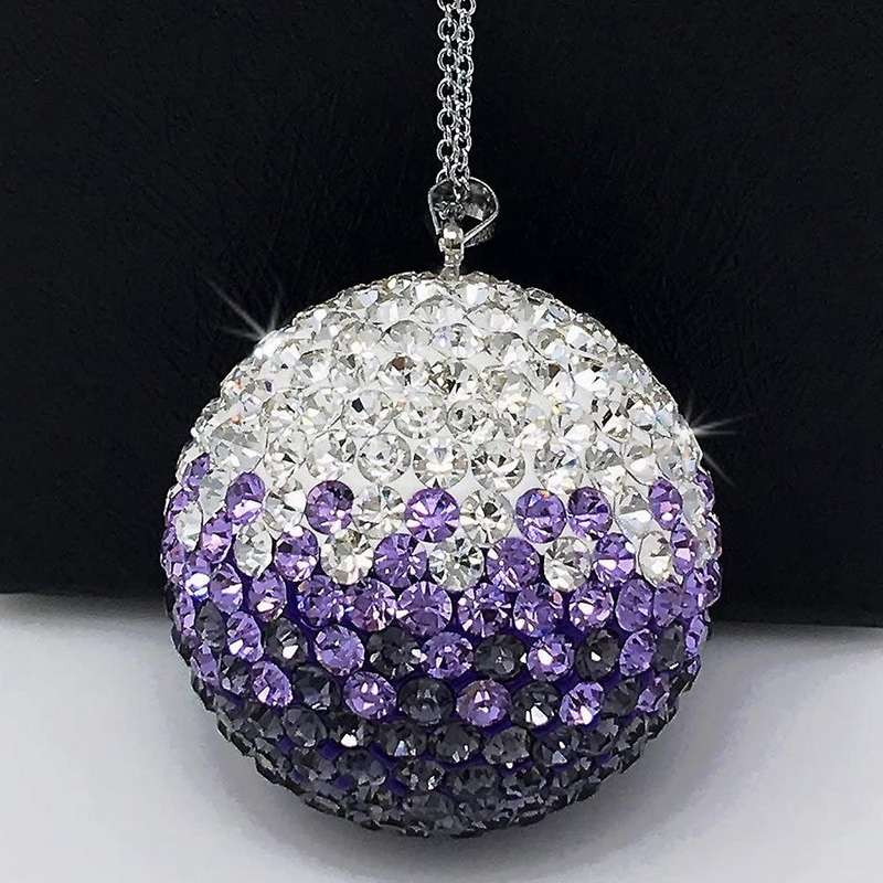 Car Crystal Ball Car Rearview Mirror Pendant Car Decoration Accessories Car Accessories,Purple