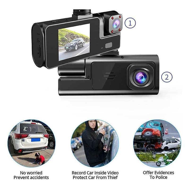 Car Dash Cam Full HD Front & Inside Car Driving Recorder Dash Camera with 140 Wide Angle, G-Sensor,L