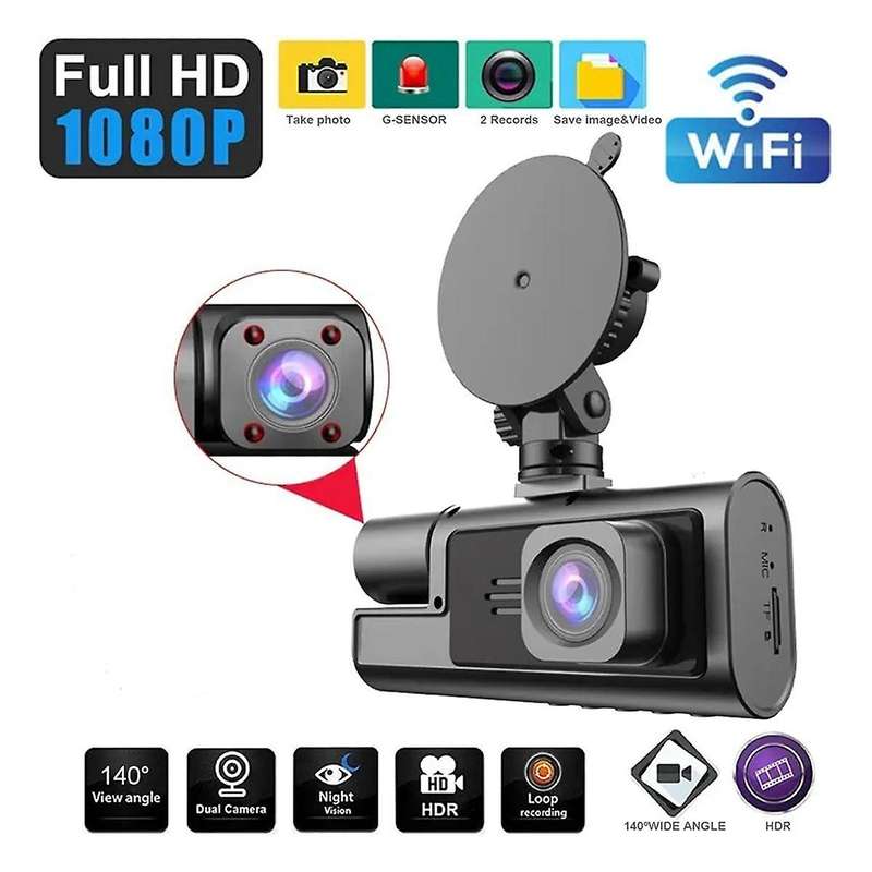 Car Dash Cam Full HD Front & Inside Car Driving Recorder Dash Camera with 140 Wide Angle, G-Sensor,L