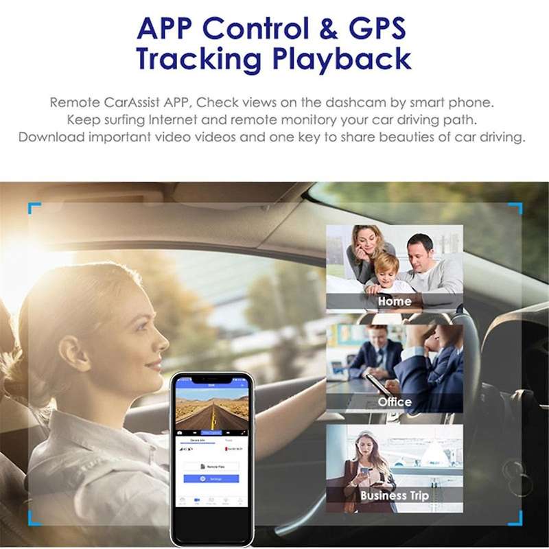 Car Dash Camera Dual Cameras Live Video GPS Tracking WiFi Remote Monitoring Car DVR Super Night Visi