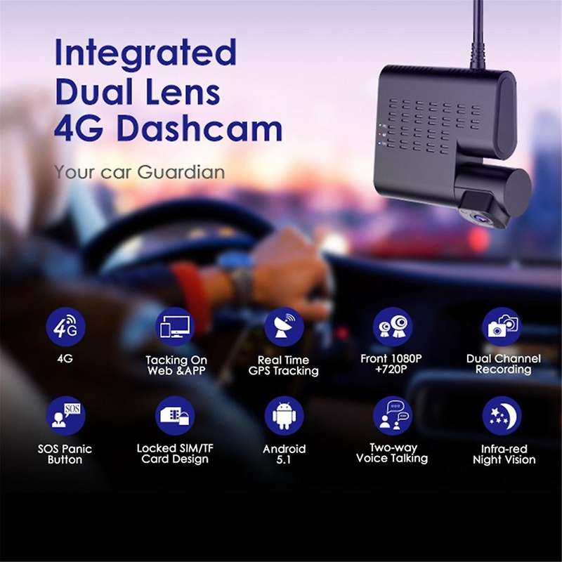 Car Dash Camera Dual Cameras Live Video GPS Tracking WiFi Remote Monitoring Car DVR Super Night Visi