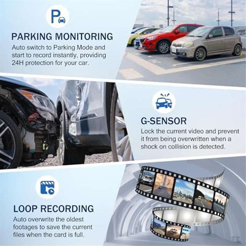 Car Dash Cam Front and Rear, 1080p Driving Recorder Camera, G-sensor, Parking Monitor, Loop Recordi