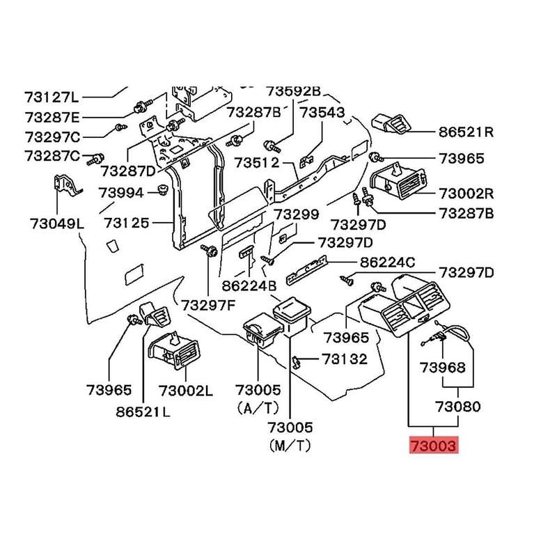 Car Dash Defrost Grill & Central A/c Outlet Kits Mr308038 Mb775266 for Montero V31 V32 V33