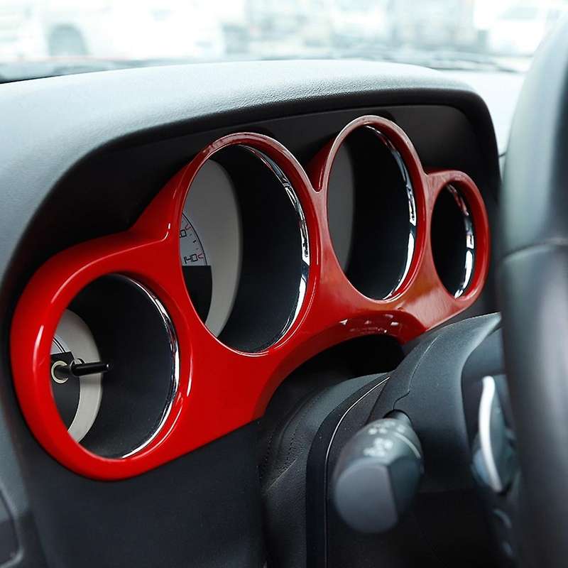 Car Dashboard Meter Instrument Cover Trim for 2009-2014 Accessories Decorative Frame Stickers, Red