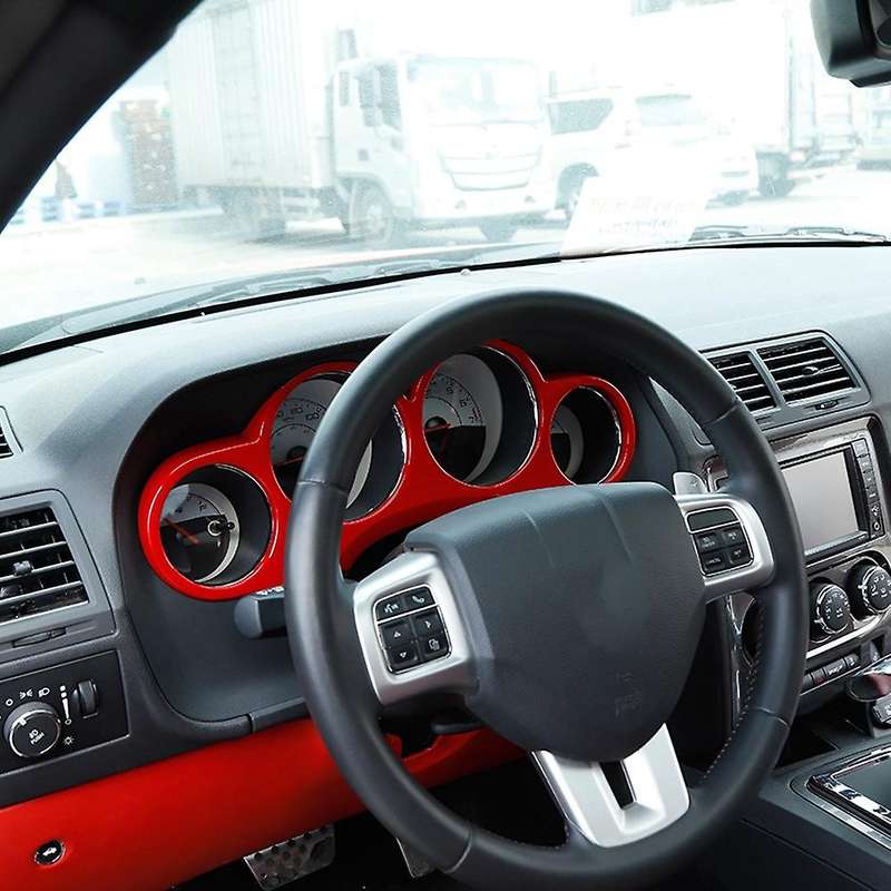 Car Dashboard Meter Instrument Cover Trim for 2009-2014 Accessories Decorative Frame Stickers, Red