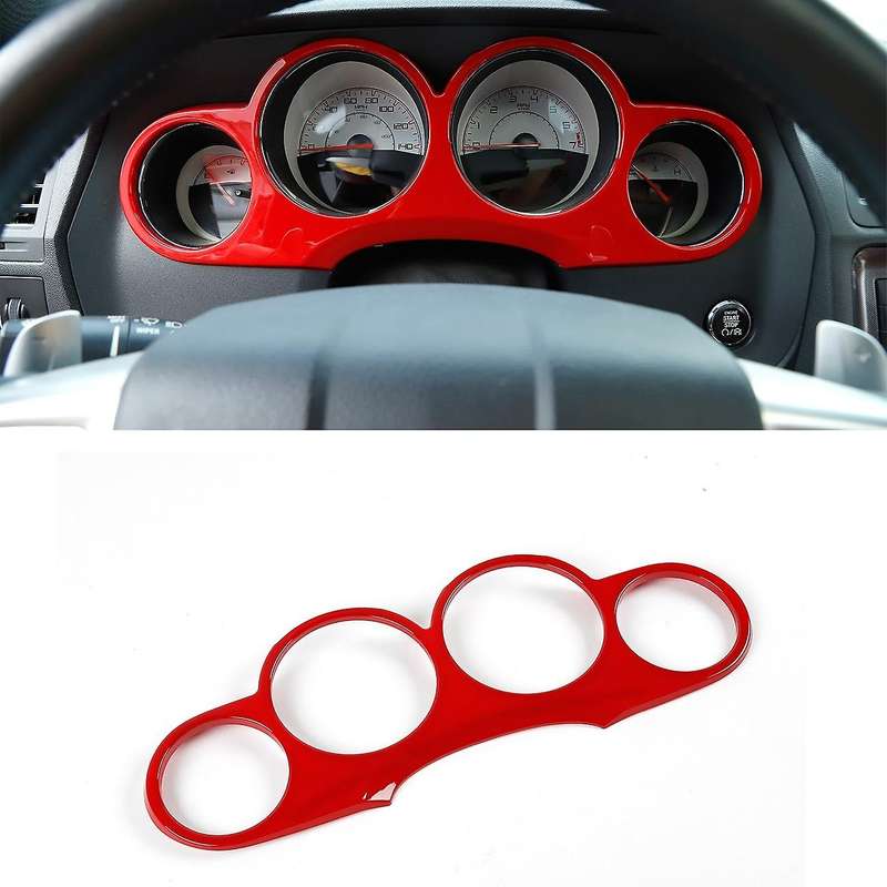 Car Dashboard Meter Instrument Cover Trim for 2009-2014 Accessories Decorative Frame Stickers, Red