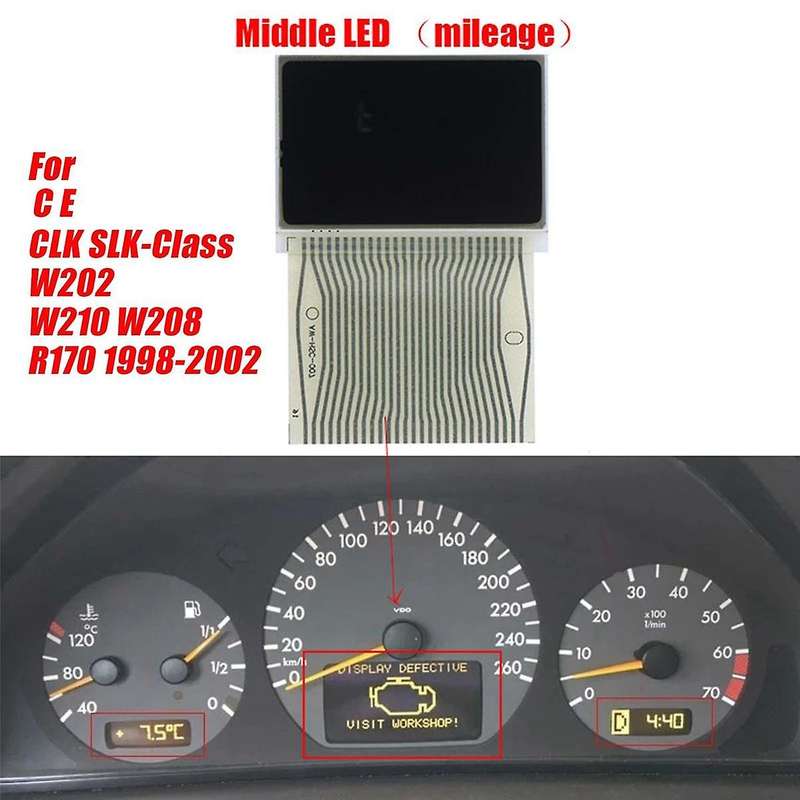 Car Dashboard Middle LCD Display Screen for W202 W210 W208 R170 1998-2002 Speedometer Pixel Repair S