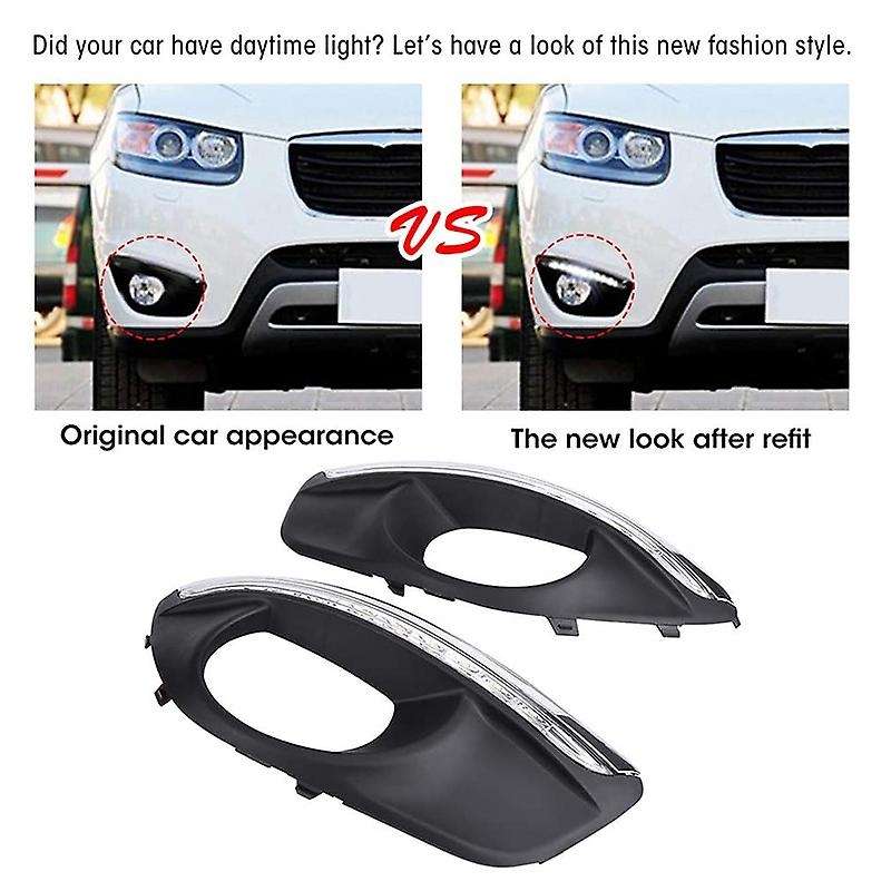 Car Daytime Running Light DRL LED Fog Lamp Cover with Yellow Turning Signal Functions for 2010-2012