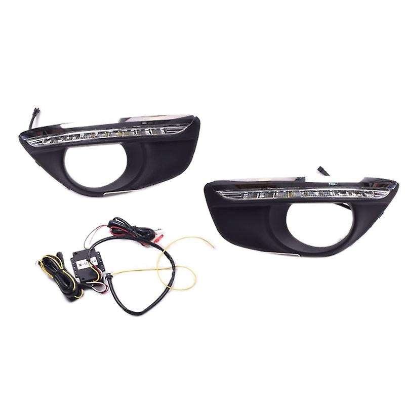Car Daytime Running Light DRL LED Fog Lamp Cover with Yellow Turning Signal Functions for 2010-2012