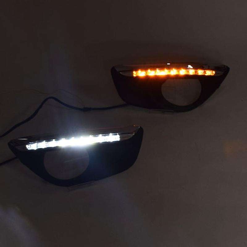 Car Daytime Running Light DRL LED Fog Lamp Cover with Yellow Turning Signal Functions for 2010-2012