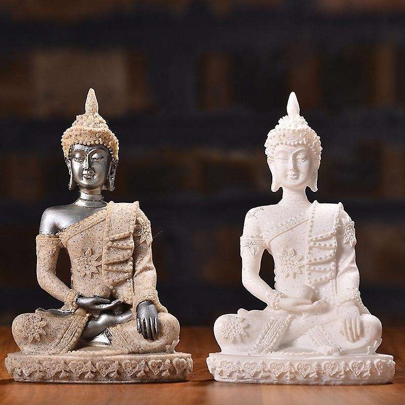 Car Decoration Nature Sandstone Buddha Figurine Sculpture Decoration for Home Car Office White