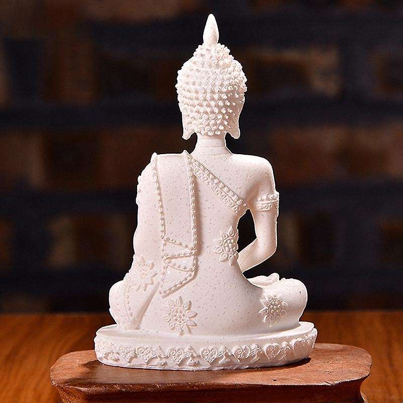 Car Decoration Nature Sandstone Buddha Figurine Sculpture Decoration for Home Car Office White