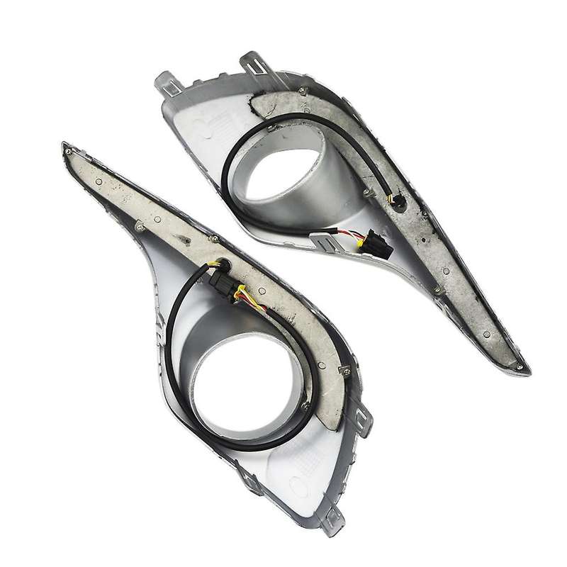 Car Daytime Running Lights Waterproof Turn Signal Lights with Fog Light Holes for 2012 2013 White+Ye