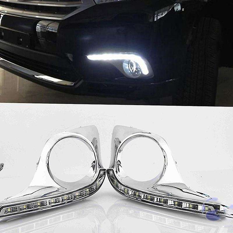 Car Daytime Running Lights Waterproof Turn Signal Lights with Fog Light Holes for 2012 2013 White+Ye