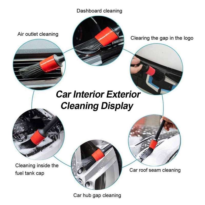 Car Detailing Brushes Set with Car Wash Mitt - Automotive Detail Cleaning Brushes Auto Car Detail Cl