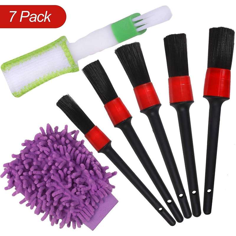 Car Detailing Brushes Set with Car Wash Mitt - Automotive Detail Cleaning Brushes Auto Car Detail Cl