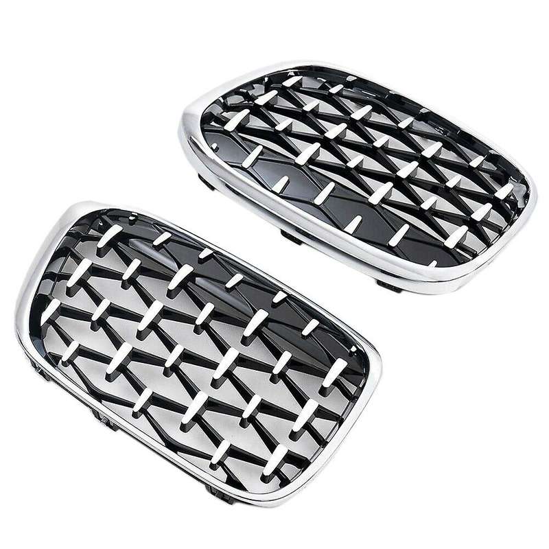 Car Diamond Front Kidney Grille Silver for  F48 F49 X1 2016-2019 Silver