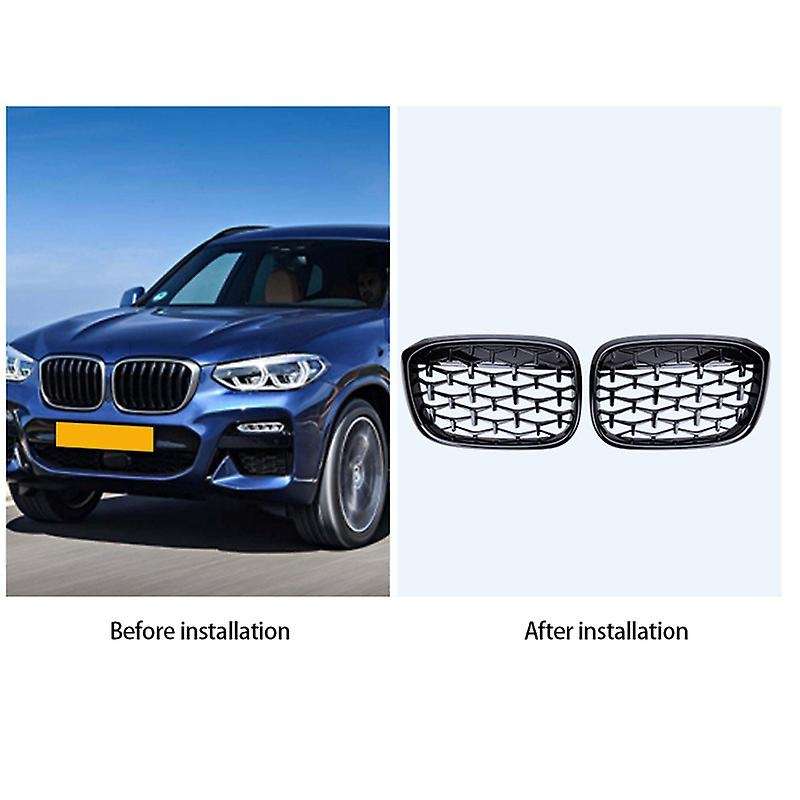 Car Diamond Front Kidney Grille Middle Net Grills Replacement Parts for X3 G01 X4 G02 G08 2018-2020