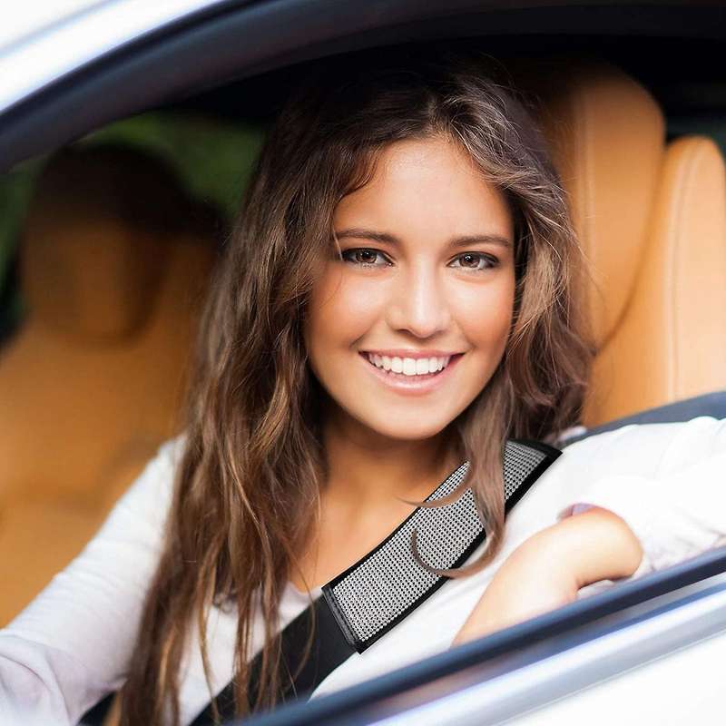 Car Diamond-Studded Seat Belts Shoulder Pads Car Crystal Rhinestone Start Button Ring Stickers Car I