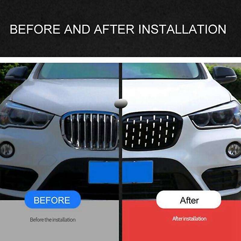 Car Diamond Front Kidney Grille Silver for  F48 F49 X1 2016-2019 Black+Silver