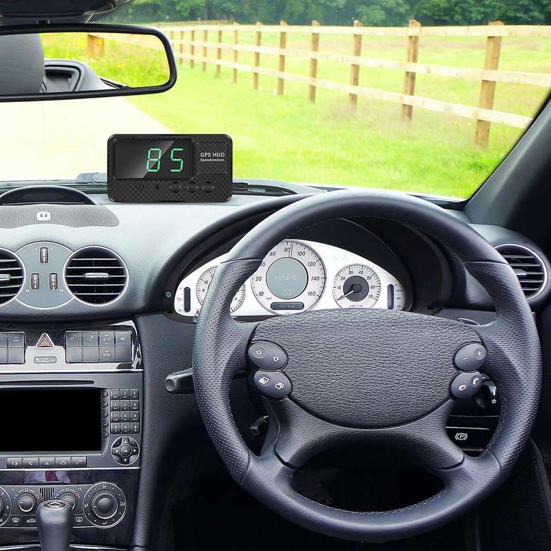Car Digital GPS HUD Speedometer 3 inch Head Up Display with Overspeed MPH/KM/H Warning Alarm Black
