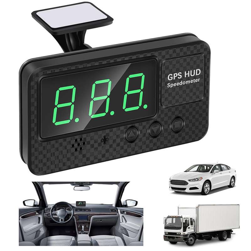 Car Digital GPS HUD Speedometer 3 inch Head Up Display with Overspeed MPH/KM/H Warning Alarm Black